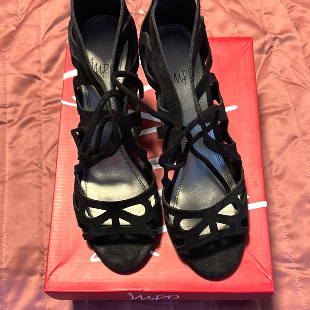 Impo Black Heels Strappy Evening Sandals